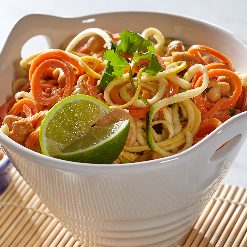 Garlic Lime Spiralized Vegetables with Cashews